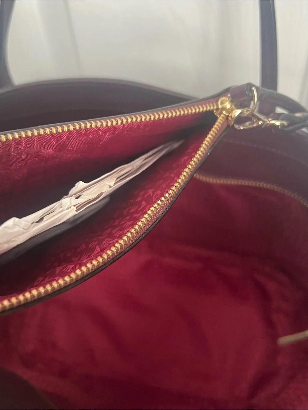 Kate Spade WKRU4766 Plum Leather Tote Bag with Wristlet Harmony